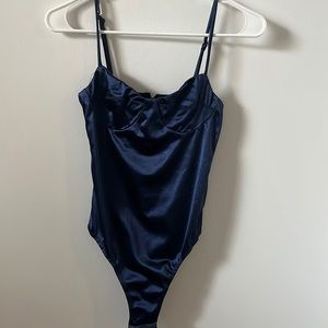 Midnight satin bodysuit with cupped bodice lining from princess polly